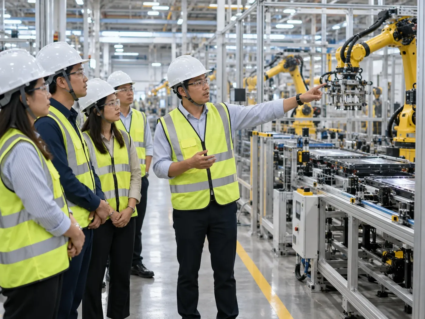 Đoàn hội viên tham quan dây chuyền sản xuất tự động hoá tại một nhà máy
