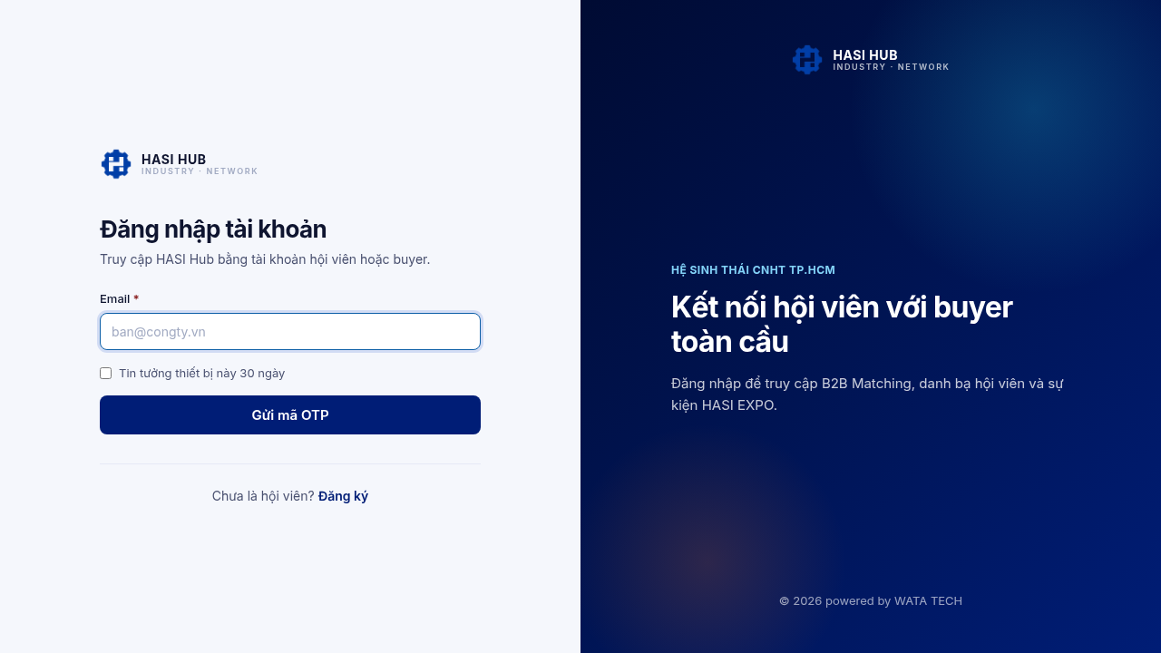 Trang đăng nhập WT-HUB